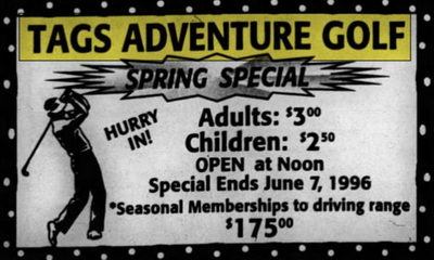 Striking Lanes (Tags Adventure Golf) - May 29, 1996 Ad